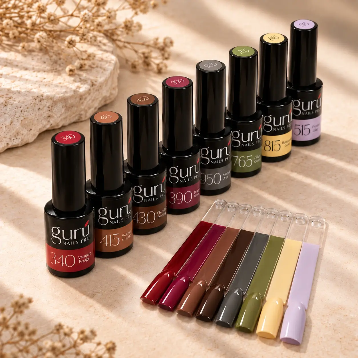 Colección Velvet Season de Gurú Nails Pro: esmaltes semipermanentes en tonos otoñales y sus muestras