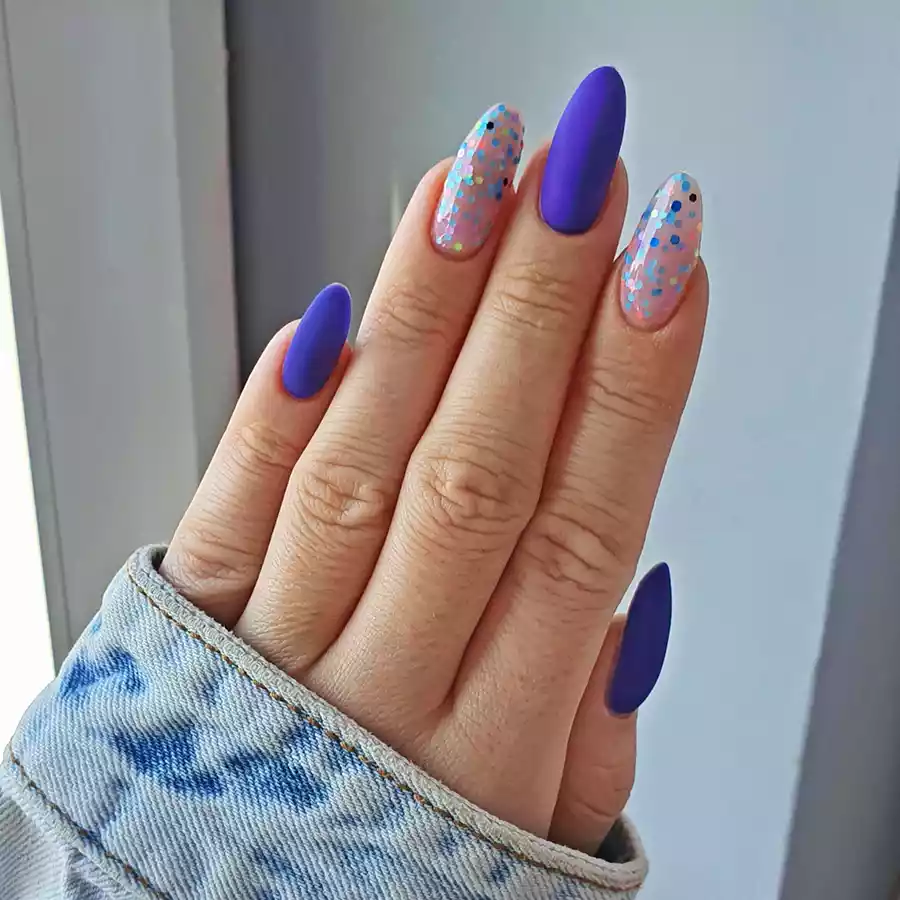 imagen guru manicura semipermanente 665 navy blue glitter azul