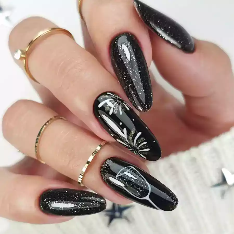imagen guru manicura semipermanente 900 pure black glitter