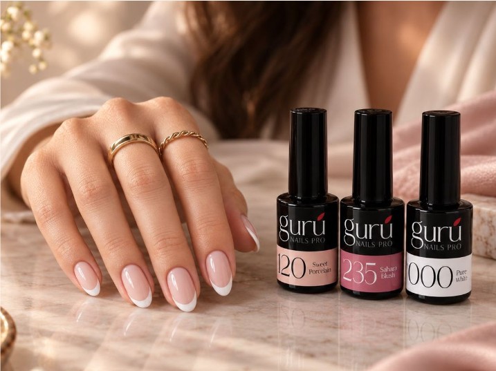 Manicura francesa con esmaltes Gurú